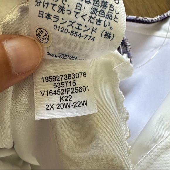 Lands End Womens Fauxkini One Piece Swimsuit Blue Built In Bra V-Neck 2X 20W-22W - Picture 7 of 9